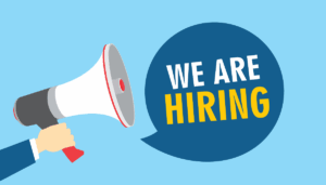 megaphone next to text reading we are hiring