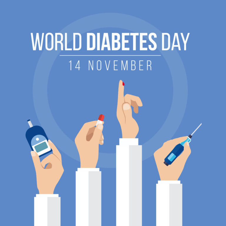 stock graphic featuring various tools used for managing diabetes